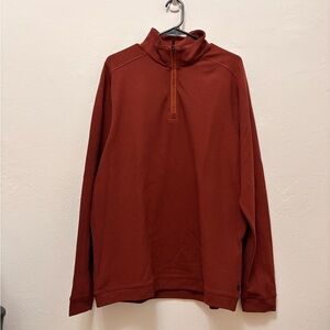 Lands' End Men's Brick Red Qtr Zip Textured Long Sleeve Tee
